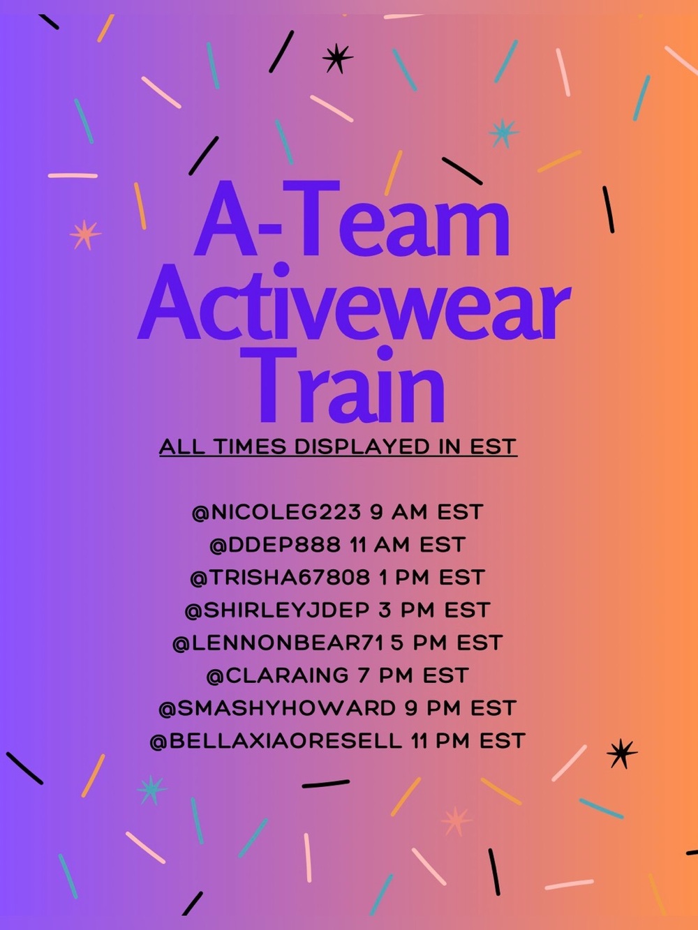 LIVE NOW Join us for the A-Team Activewear Train 9/19 - Picture 1 of 1